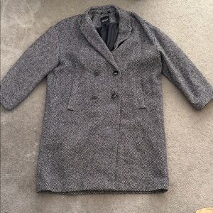 Madewell Herringbone Black and White Coat